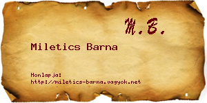 Miletics Barna névjegykártya