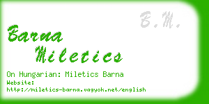 barna miletics business card